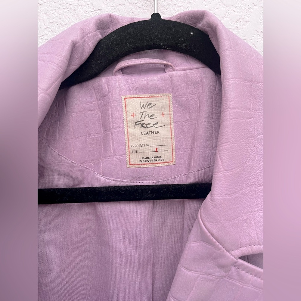 Free People Dare Me Croc Leather Blazer Lilac Lavender L Coquette Office Siren - Picture 3 of 7